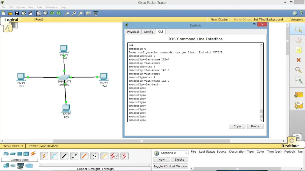 Скриншот интерфейса Cisco Packet Tracer