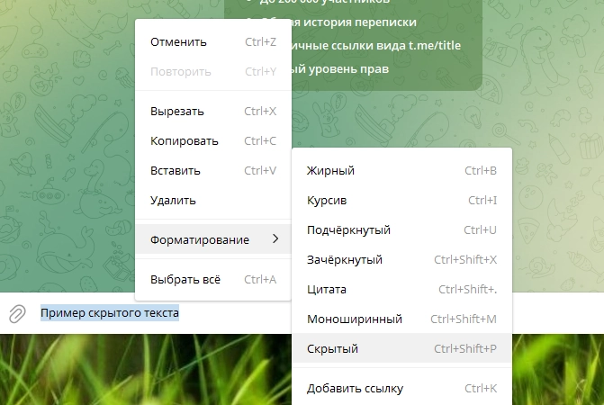 интерфейс десктопной версии Telegram