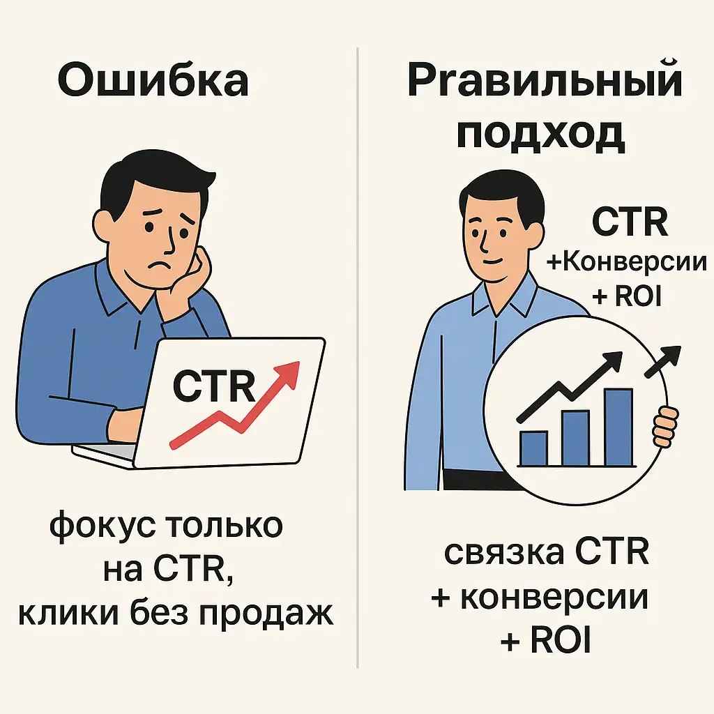 зацикленность на кликах без оценки конечного результата