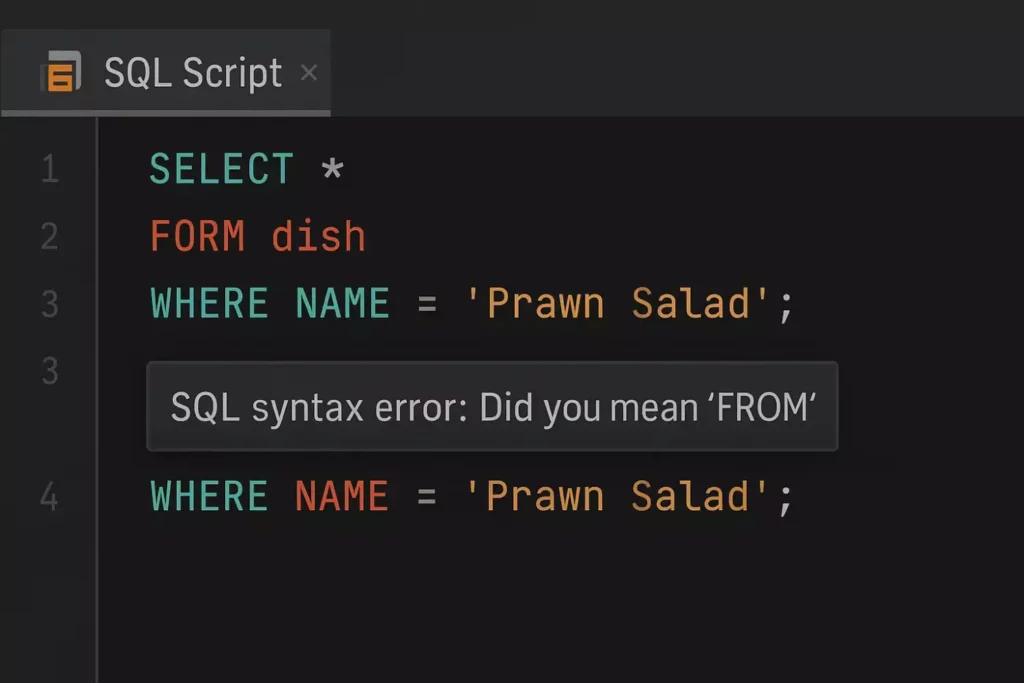 тёмный интерфейс SQL-редактора