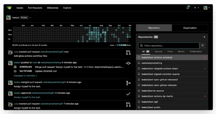 Gitea интерфейс 