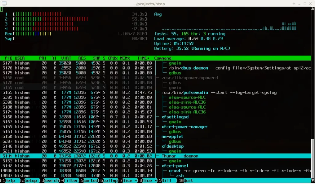 htop интерфейс