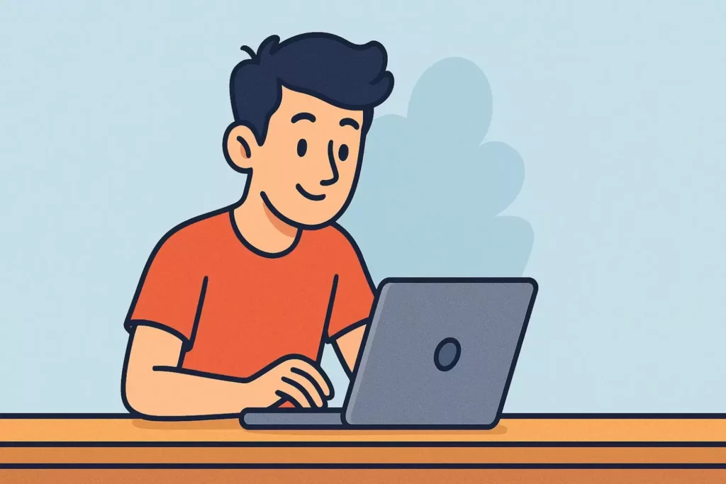 разработчик за ноутбуком