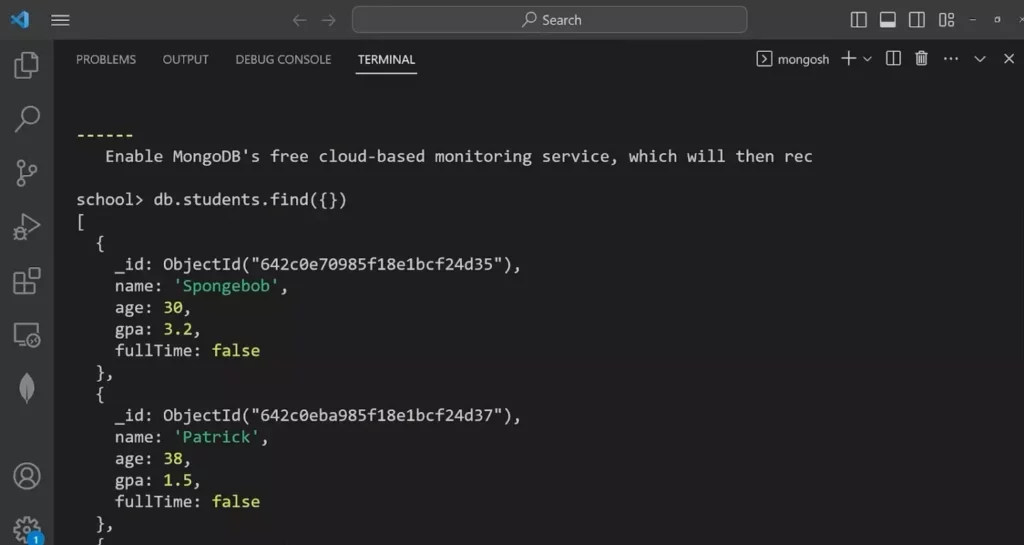 Интерфейс MongoDB