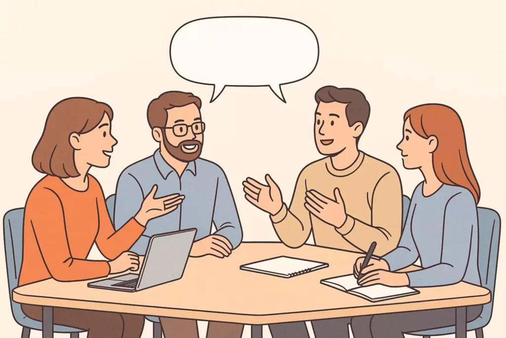 Команда обсуждает задачу