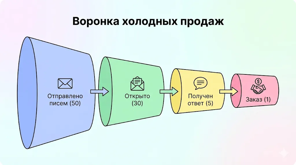 Схема воронки холодных продаж.
