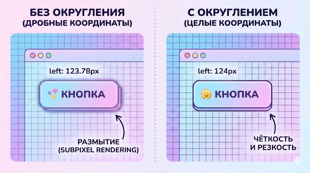 Субпиксельный рендеринг и округление.