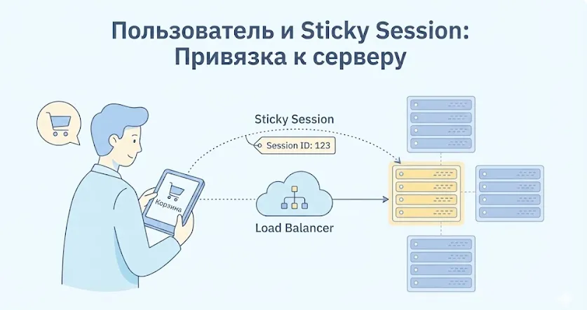 Схема работы Sticky Sessions с пользователями