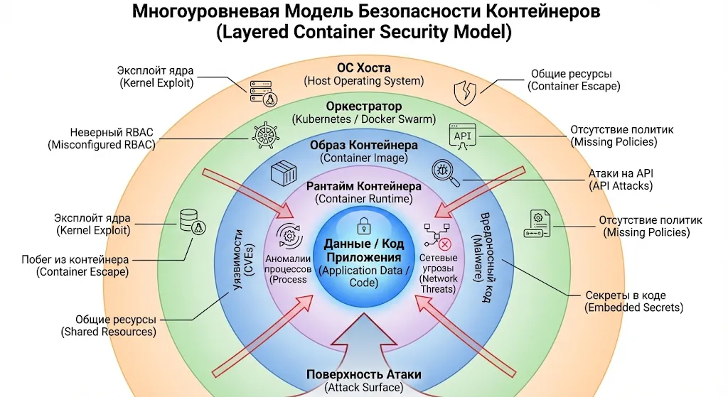 Диаграмма многоуровневой модели безопасности контейнеров