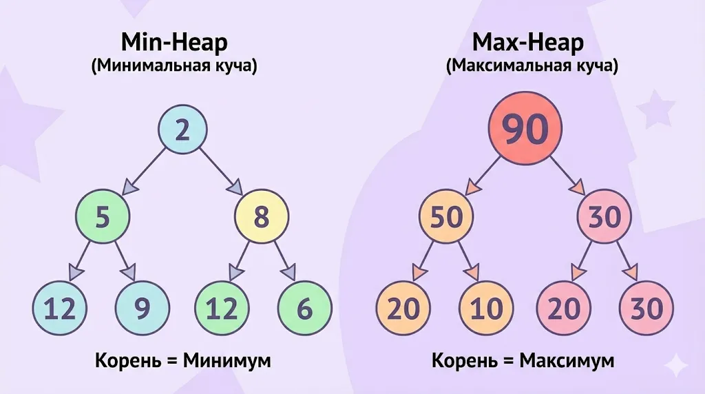 Сравнение Min-Heap и Max-Heap