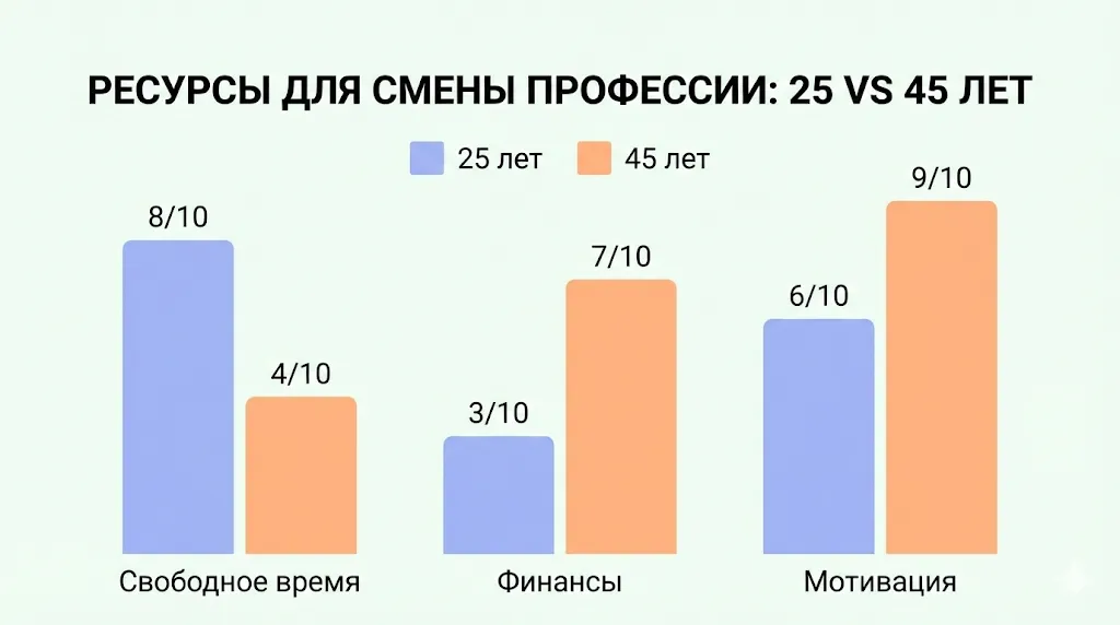 Диаграмма сравнения ресурсов для смены профессии