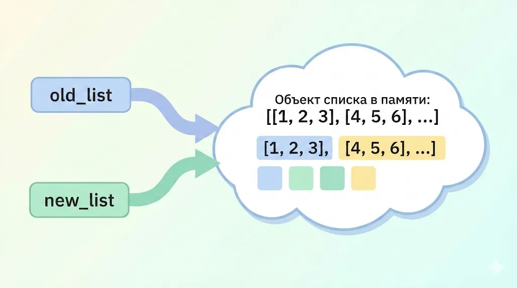 две переменные, указывающие на один список в памяти