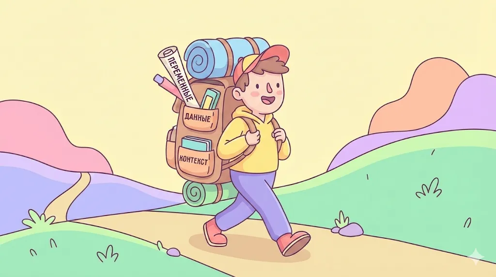 Турист с рюкзаком данных.