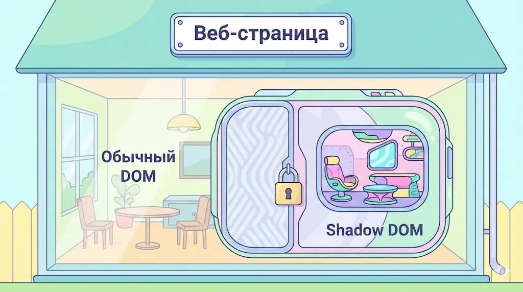 Иллюстрация дома с изолированной комнатой внутри.