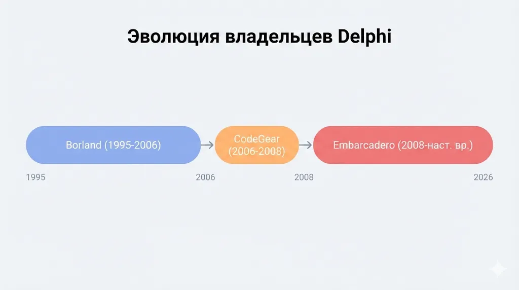 Временная шкала владельцев Delphi. 