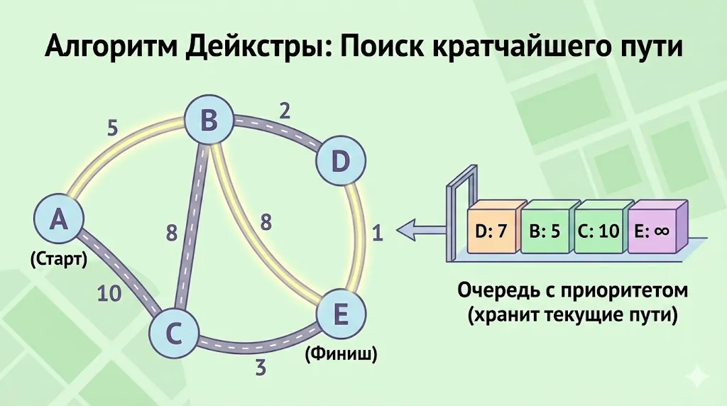 Алгоритм Дейкстры с использованием Priority Queue. 
