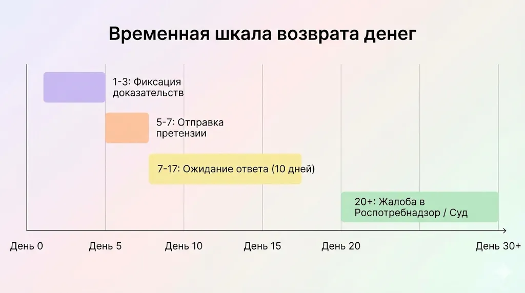 Временная шкала возврата денег