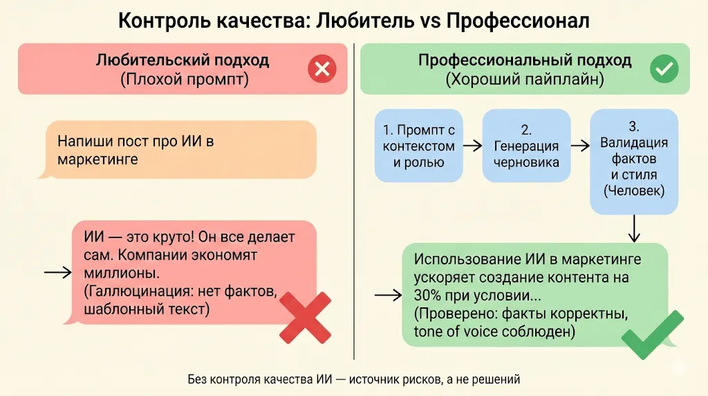 Сравнение плохого и хорошего промпта.