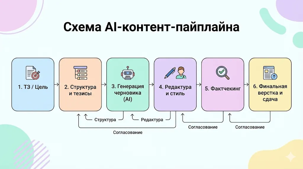 Схема процесса создания AI-контента.