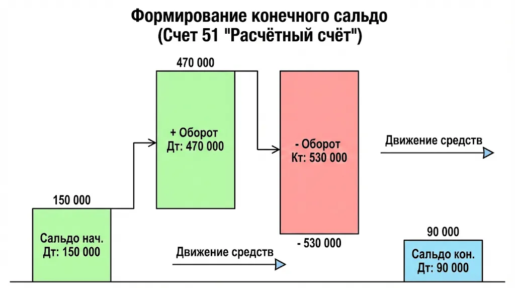 Диаграмма-водопад формирования сальдо.