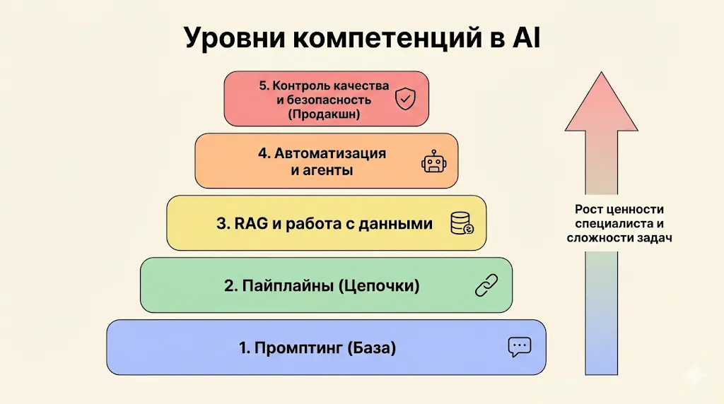 Уровни компетенций в AI