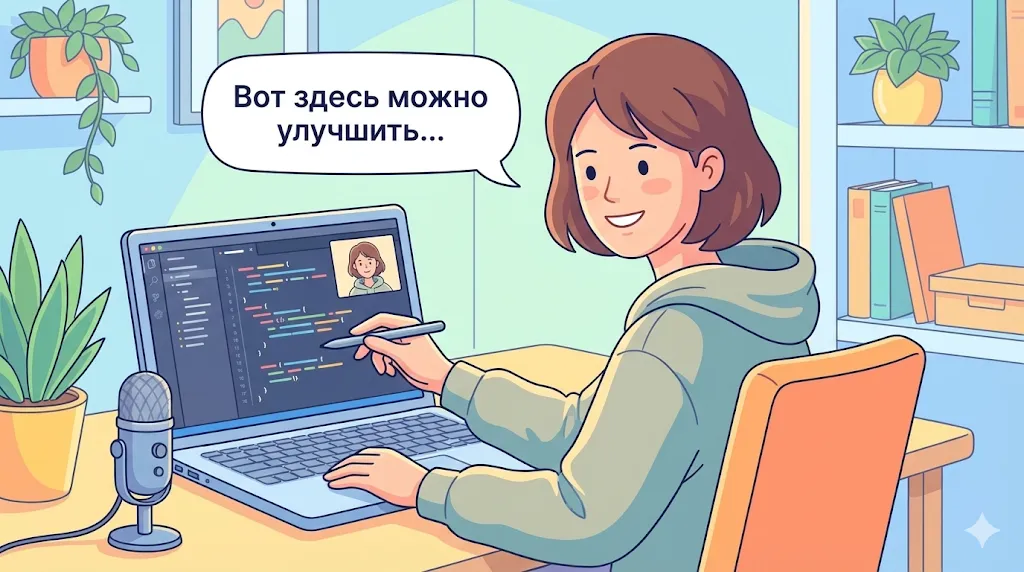 Наставник записывает видеоразбор. 