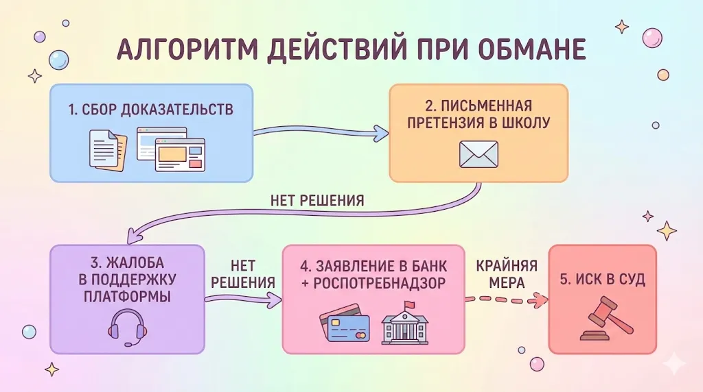 последовательность действий при обмане