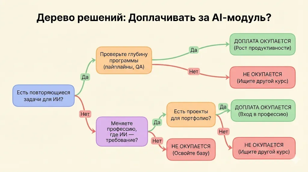 Блок-схема выбора AI-курса.