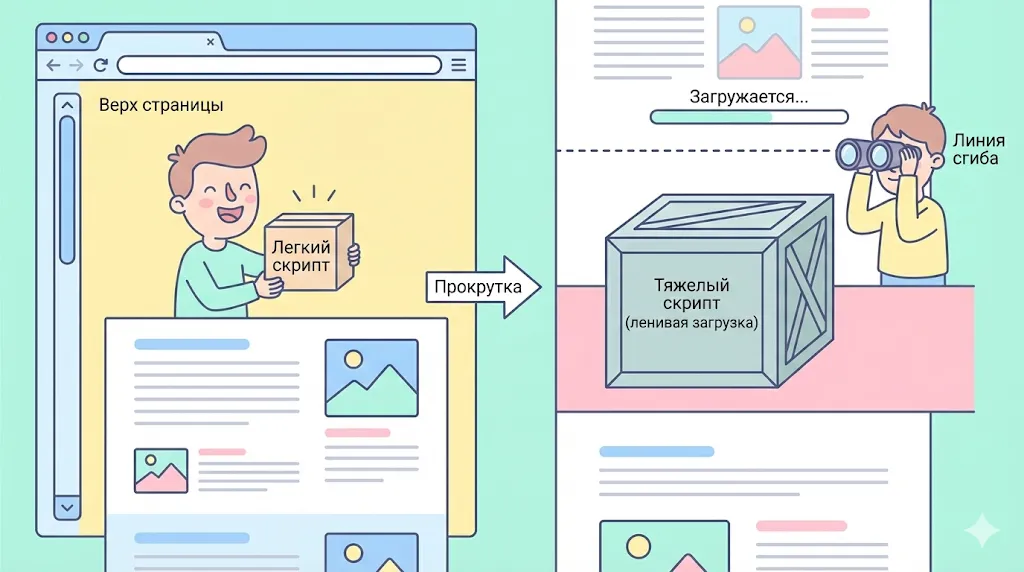 ленивая загрузка скриптов при прокрутке.