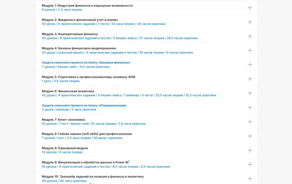 Программа курса SF Education. 