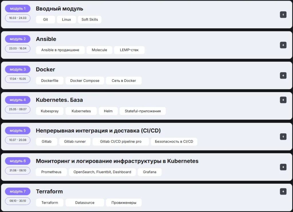 навыки на курсе 