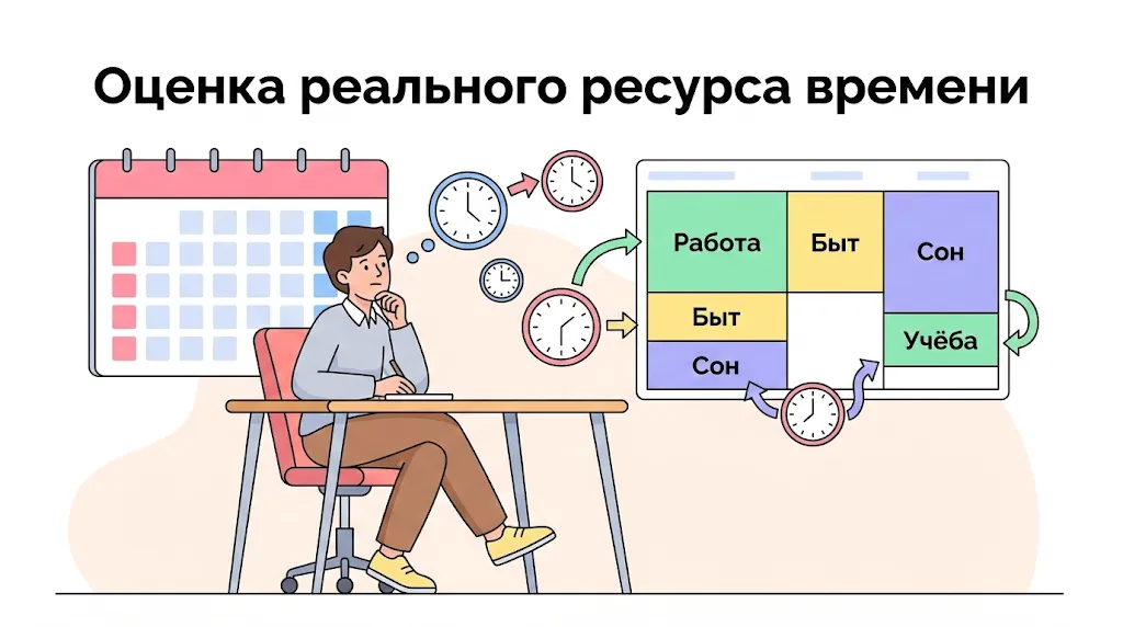 Студент проверяет время.