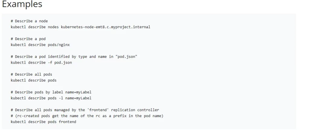 Вывод kubectl describe pod